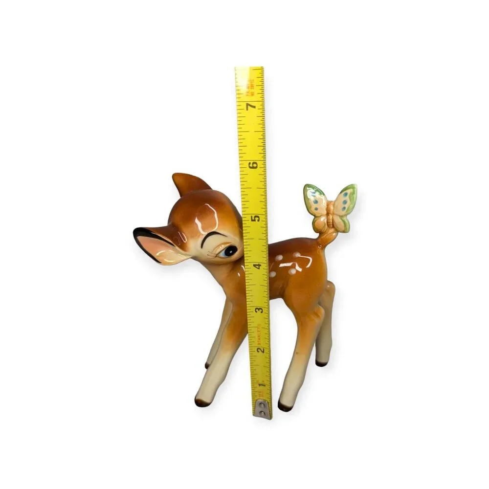 Vintage Walt Disney Productions Bambi w/ Butterfly Figurine Made in Japan